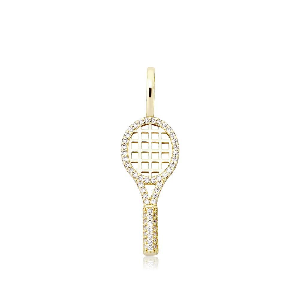 Tennis Racket Pendant 14K x Sterling Silver - ICECI