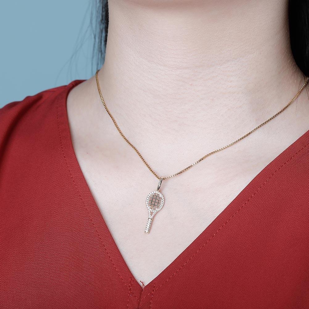 Tennis Racket Pendant 14K x Sterling Silver - ICECI