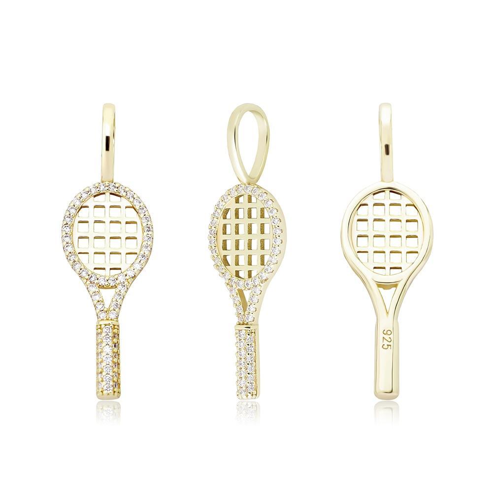 Tennis Racket Pendant 14K x Sterling Silver - ICECI