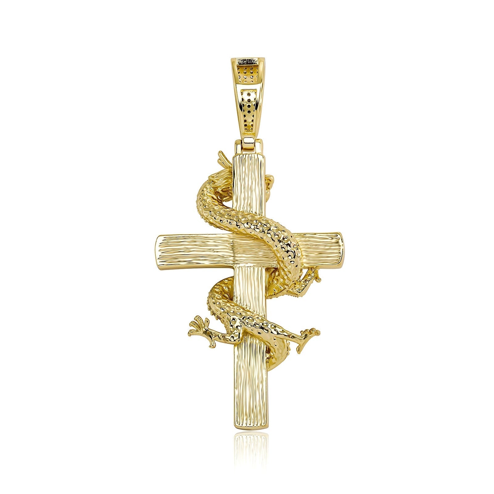 Twisted Dragon Cross Pendant 14K - ICECI