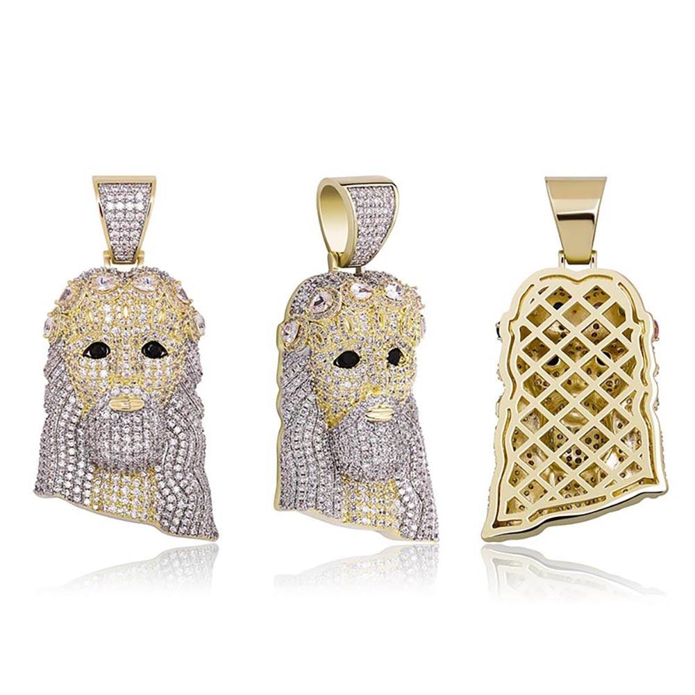 Two - Tone Jesus Pendant 14K - ICECI
