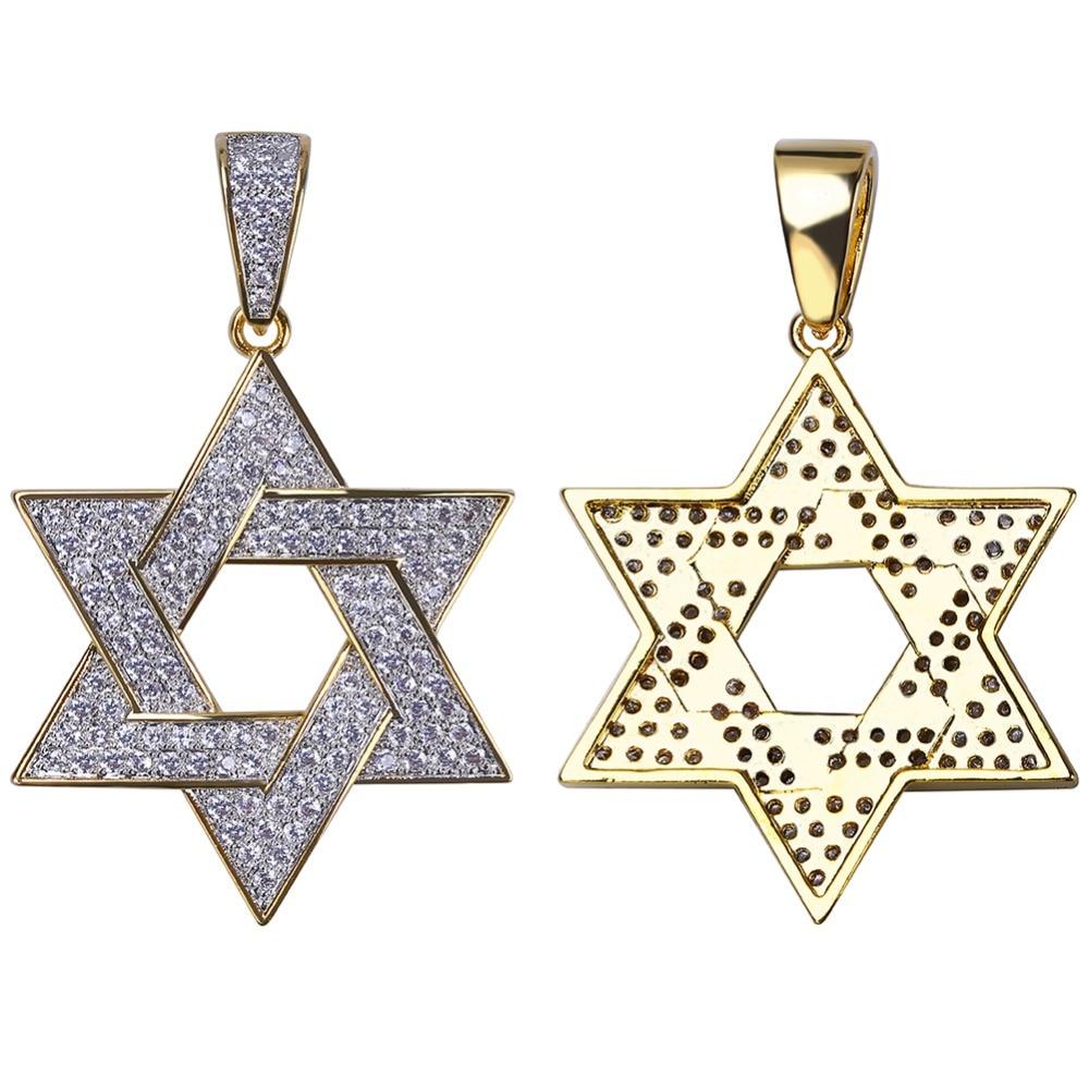 Two - Tone Star of David Pendant 18K - ICECI