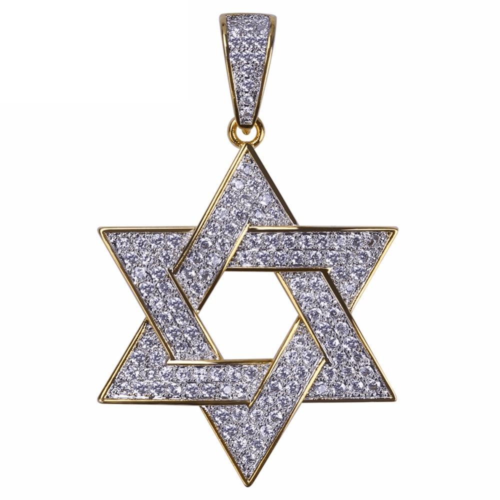 Two - Tone Star of David Pendant 18K - ICECI