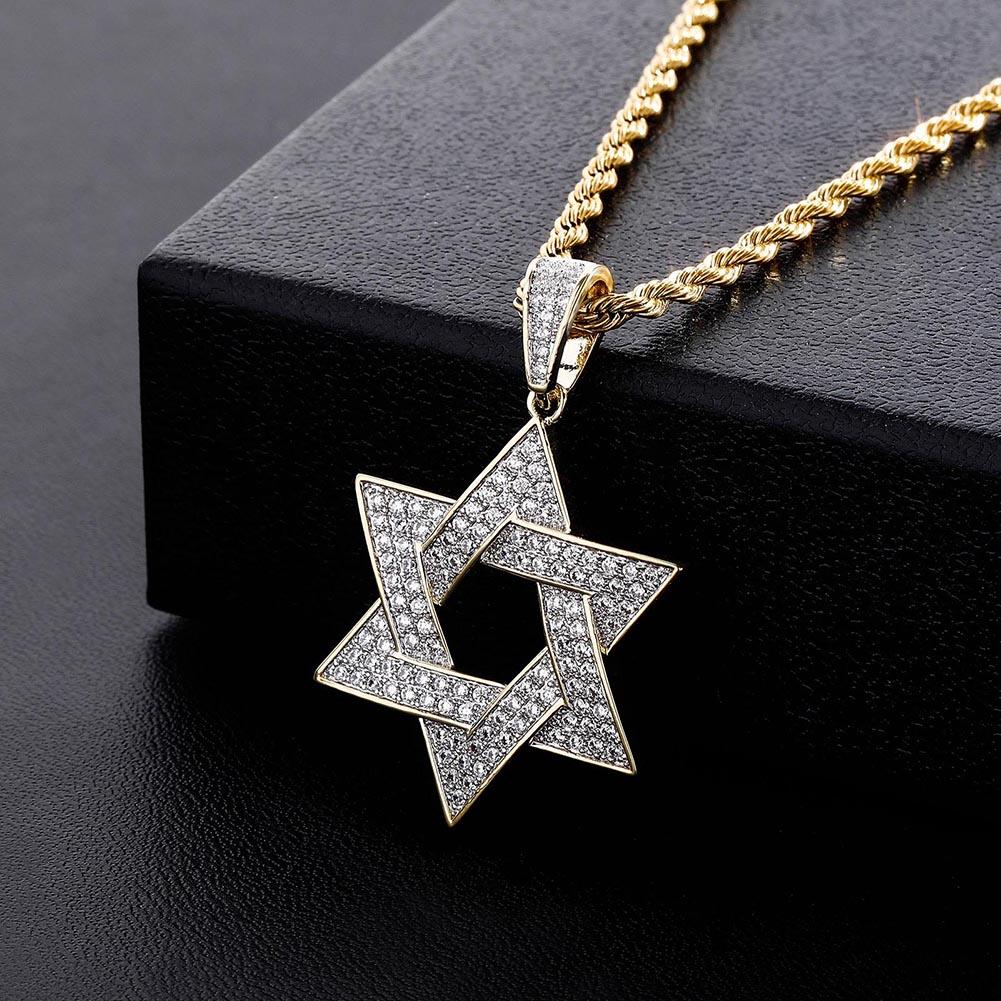Two - Tone Star of David Pendant 18K - ICECI