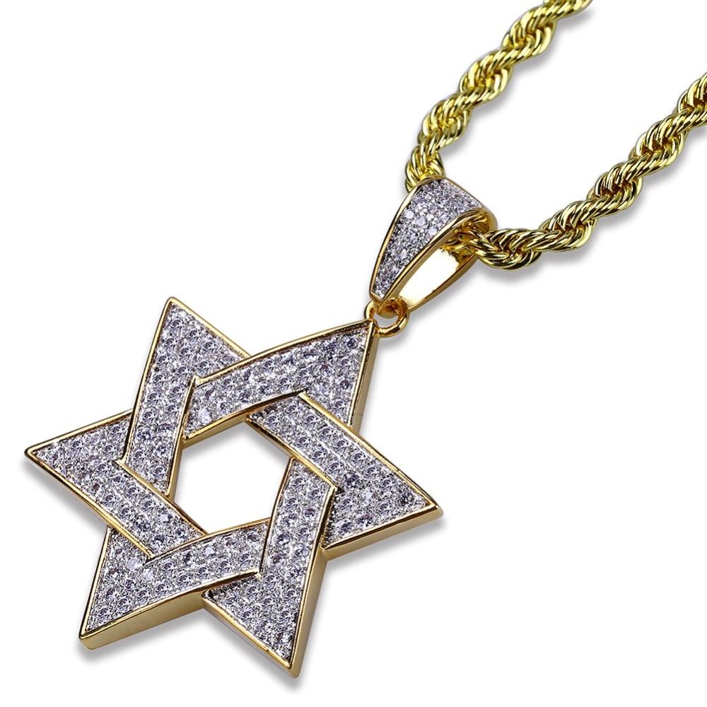 Two - Tone Star of David Pendant 18K - ICECI