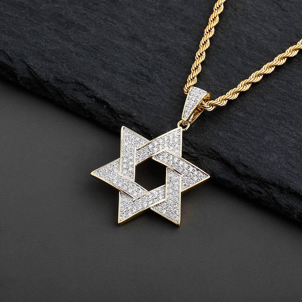 Two - Tone Star of David Pendant 18K - ICECI