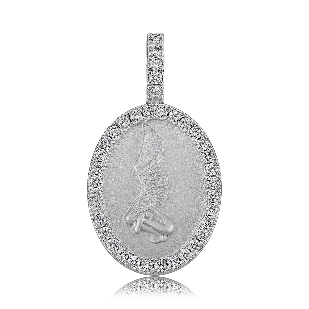Vintage Angel Oval Pendant 14K - ICECI