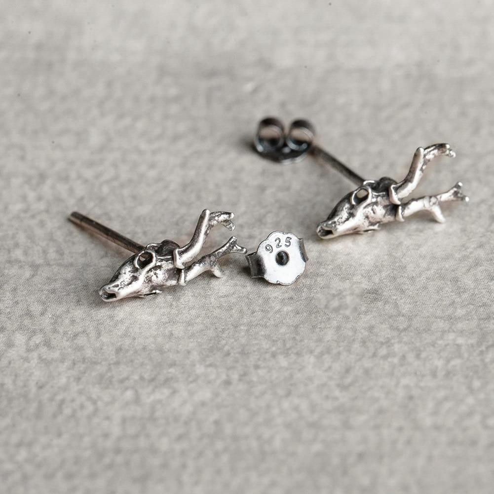 Vintage Deer Skull Stud Earrings x Sterling Silver - ICECI