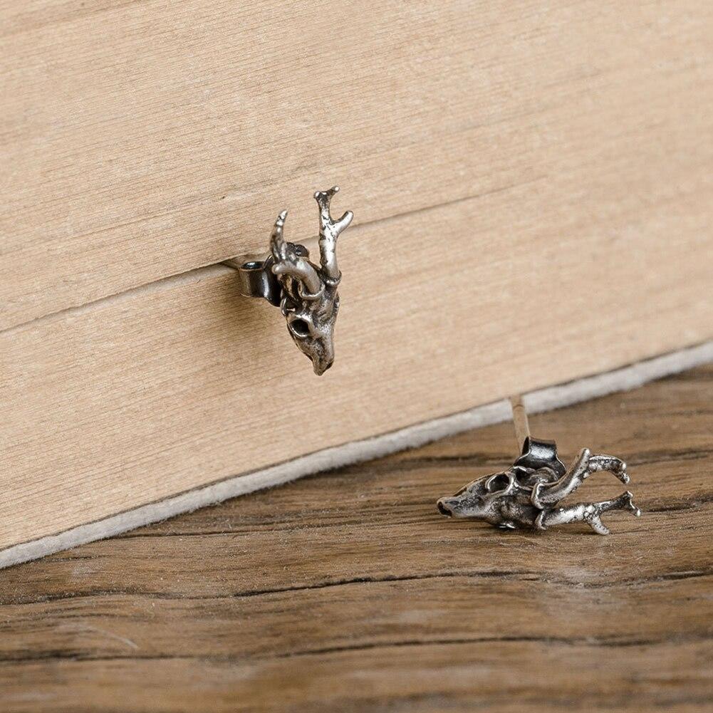 Vintage Deer Skull Stud Earrings x Sterling Silver - ICECI