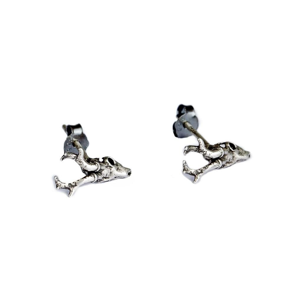 Vintage Deer Skull Stud Earrings x Sterling Silver - ICECI