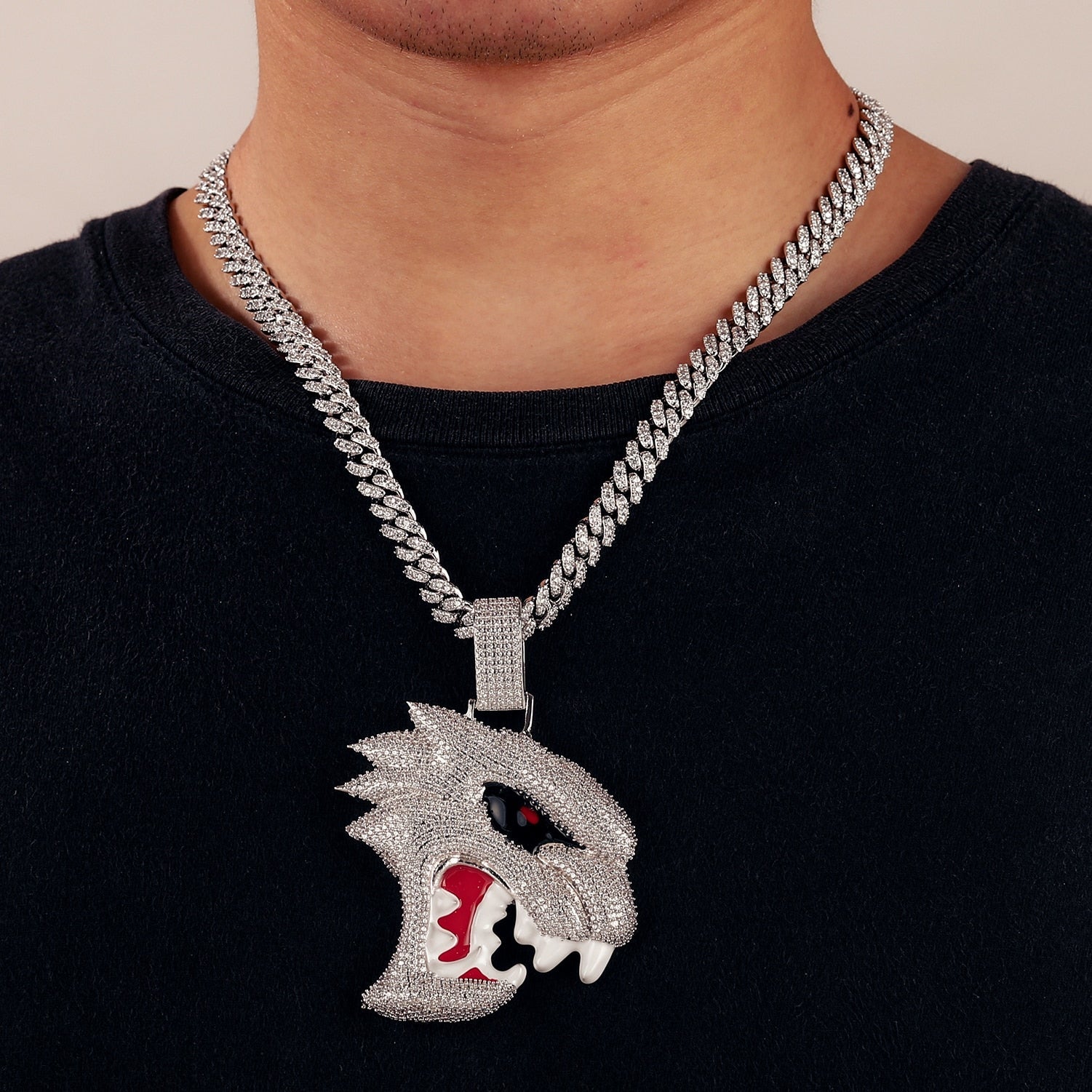 Wolf Head Pendant 18K x Moissanite - ICECI