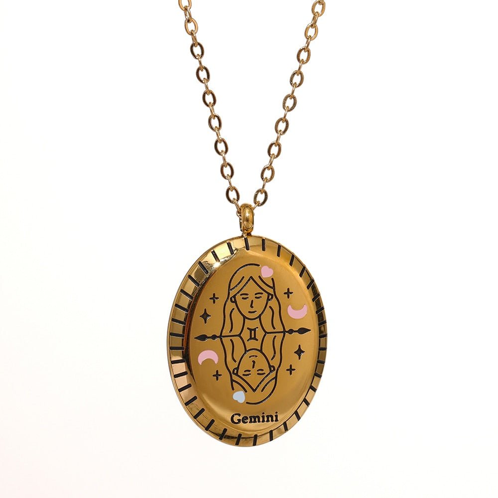 Zodiac Oval Pendant 18K - ICECI