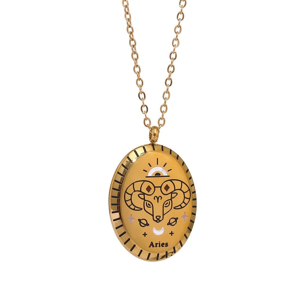 Zodiac Oval Pendant 18K - ICECI