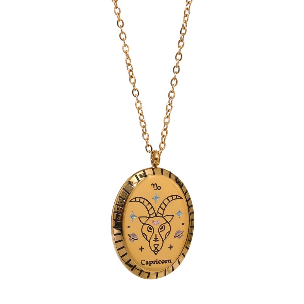 Zodiac Oval Pendant 18K - ICECI