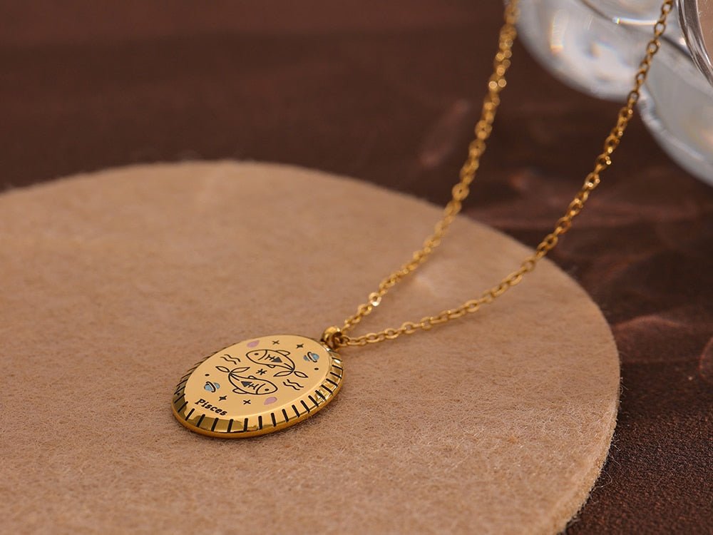Zodiac Oval Pendant 18K - ICECI