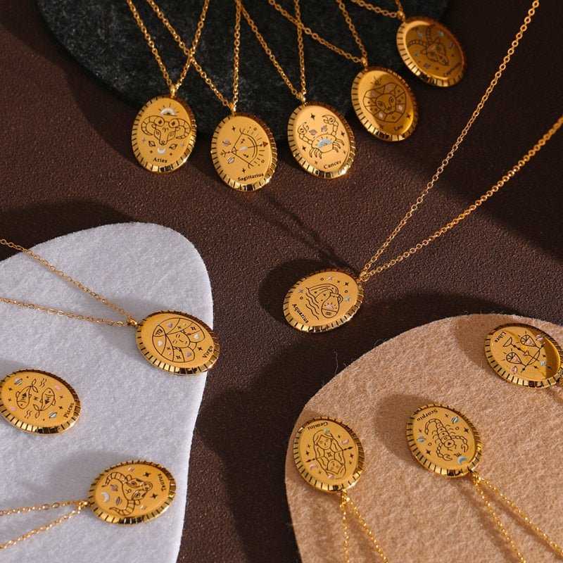 Zodiac Oval Pendant 18K - ICECI