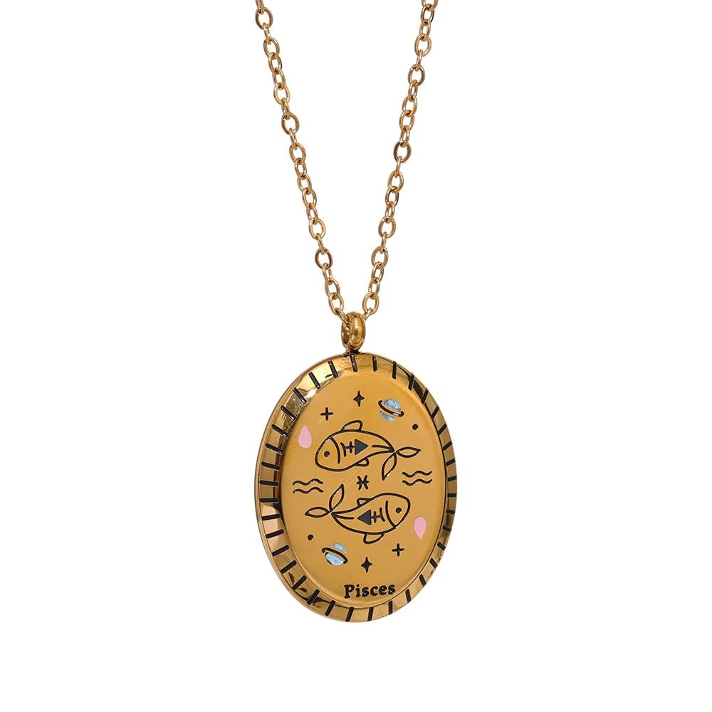 Zodiac Oval Pendant 18K - ICECI