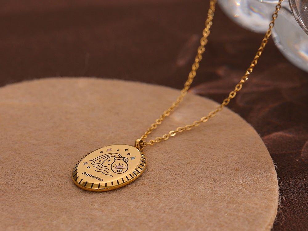 Zodiac Oval Pendant 18K - ICECI